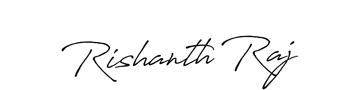 Create a beautiful signature design for name Rishanth Raj. With this signature (Antro_Vectra_Bolder) fonts, you can make a handwritten signature for free. Rishanth Raj signature style 7 images and pictures png