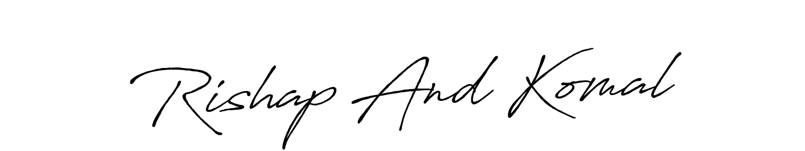 The best way (Antro_Vectra_Bolder) to make a short signature is to pick only two or three words in your name. The name Rishap And Komal include a total of six letters. For converting this name. Rishap And Komal signature style 7 images and pictures png