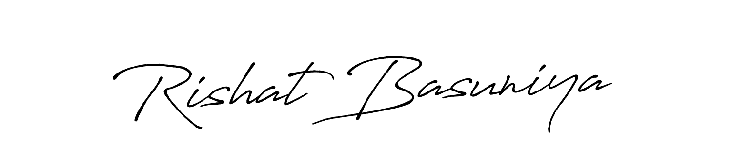 The best way (Antro_Vectra_Bolder) to make a short signature is to pick only two or three words in your name. The name Rishat Basuniya include a total of six letters. For converting this name. Rishat Basuniya signature style 7 images and pictures png