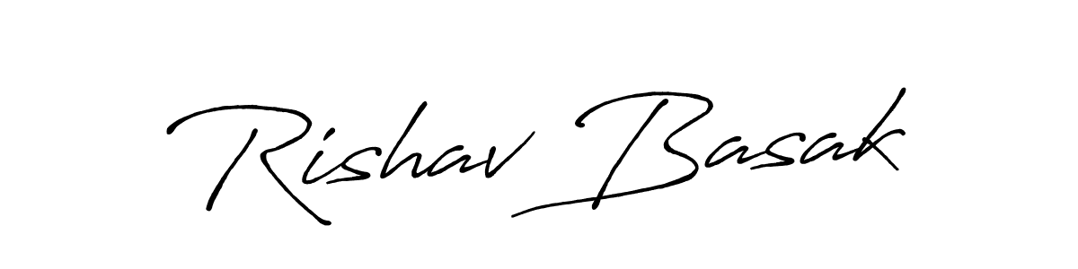 How to make Rishav Basak name signature. Use Antro_Vectra_Bolder style for creating short signs online. This is the latest handwritten sign. Rishav Basak signature style 7 images and pictures png