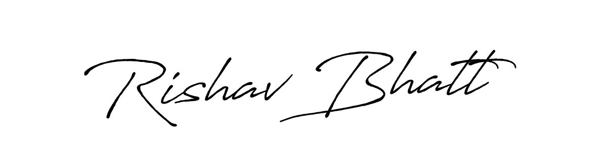 This is the best signature style for the Rishav Bhatt name. Also you like these signature font (Antro_Vectra_Bolder). Mix name signature. Rishav Bhatt signature style 7 images and pictures png