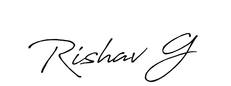 Use a signature maker to create a handwritten signature online. With this signature software, you can design (Antro_Vectra_Bolder) your own signature for name Rishav G. Rishav G signature style 7 images and pictures png