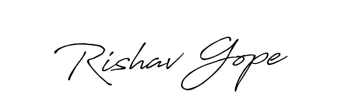 Rishav Gope stylish signature style. Best Handwritten Sign (Antro_Vectra_Bolder) for my name. Handwritten Signature Collection Ideas for my name Rishav Gope. Rishav Gope signature style 7 images and pictures png