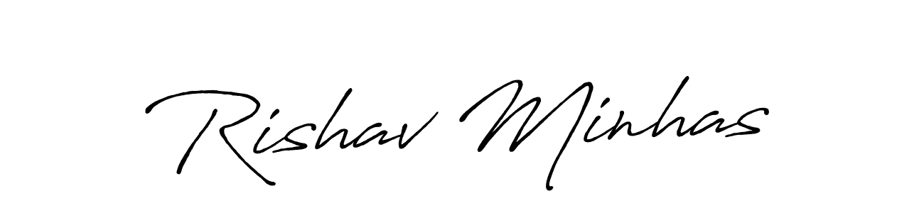 Use a signature maker to create a handwritten signature online. With this signature software, you can design (Antro_Vectra_Bolder) your own signature for name Rishav Minhas. Rishav Minhas signature style 7 images and pictures png