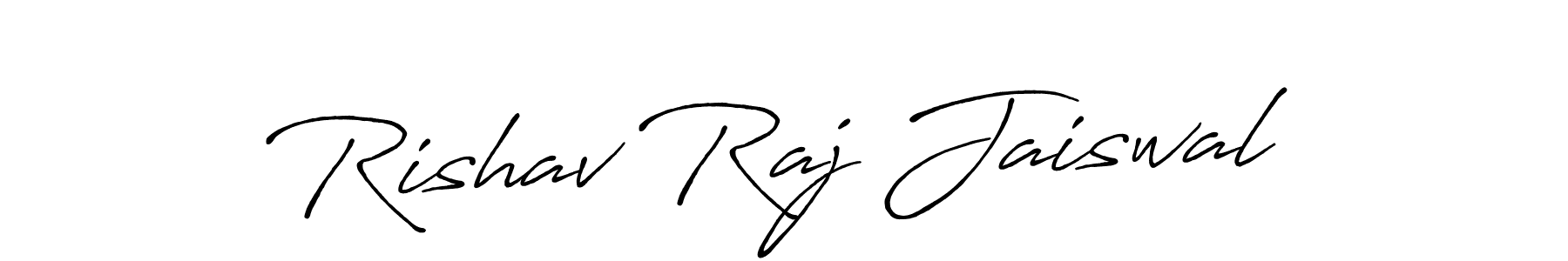 Create a beautiful signature design for name Rishav Raj Jaiswal. With this signature (Antro_Vectra_Bolder) fonts, you can make a handwritten signature for free. Rishav Raj Jaiswal signature style 7 images and pictures png