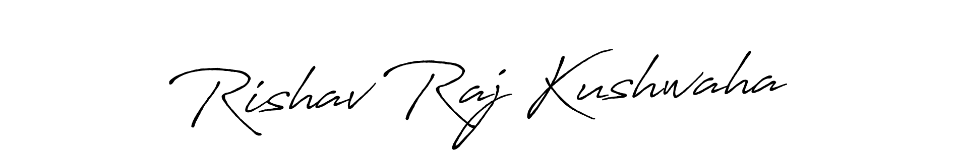Create a beautiful signature design for name Rishav Raj Kushwaha. With this signature (Antro_Vectra_Bolder) fonts, you can make a handwritten signature for free. Rishav Raj Kushwaha signature style 7 images and pictures png