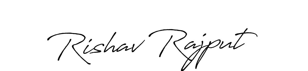 How to make Rishav Rajput name signature. Use Antro_Vectra_Bolder style for creating short signs online. This is the latest handwritten sign. Rishav Rajput signature style 7 images and pictures png