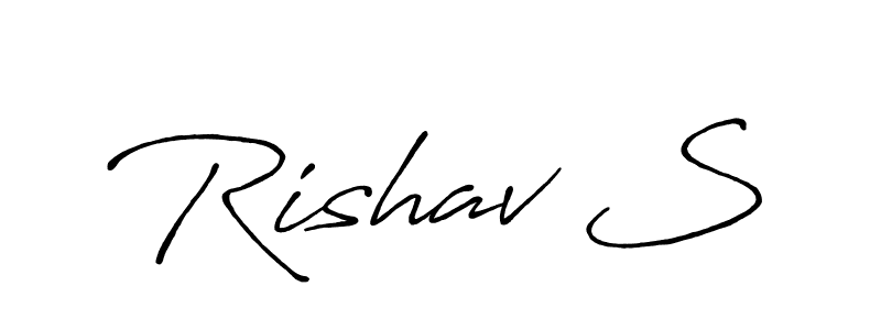 It looks lik you need a new signature style for name Rishav S. Design unique handwritten (Antro_Vectra_Bolder) signature with our free signature maker in just a few clicks. Rishav S signature style 7 images and pictures png