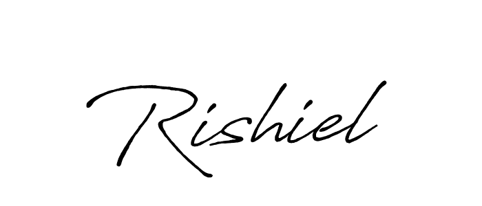 How to make Rishiel name signature. Use Antro_Vectra_Bolder style for creating short signs online. This is the latest handwritten sign. Rishiel signature style 7 images and pictures png