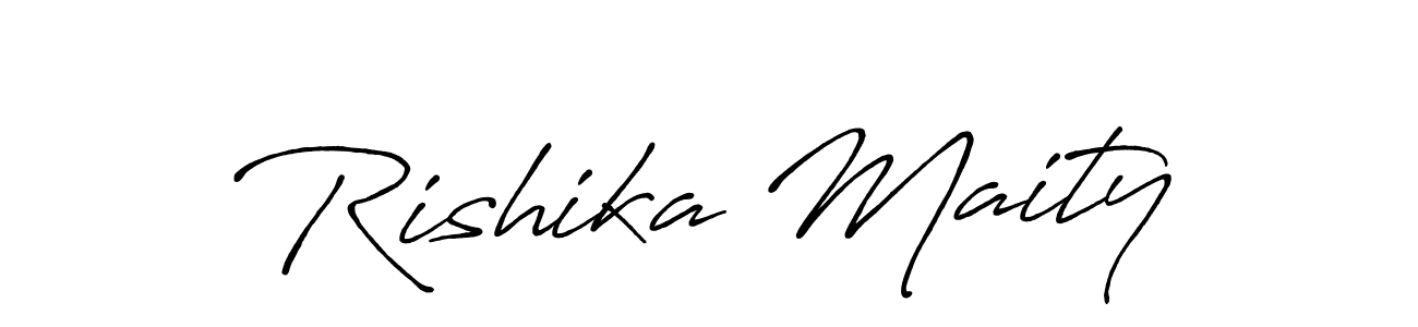 The best way (Antro_Vectra_Bolder) to make a short signature is to pick only two or three words in your name. The name Rishika Maity include a total of six letters. For converting this name. Rishika Maity signature style 7 images and pictures png