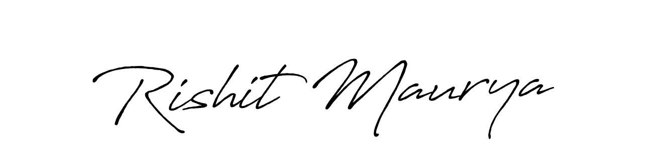 The best way (Antro_Vectra_Bolder) to make a short signature is to pick only two or three words in your name. The name Rishit Maurya include a total of six letters. For converting this name. Rishit Maurya signature style 7 images and pictures png