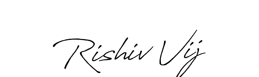 Rishiv Vij stylish signature style. Best Handwritten Sign (Antro_Vectra_Bolder) for my name. Handwritten Signature Collection Ideas for my name Rishiv Vij. Rishiv Vij signature style 7 images and pictures png
