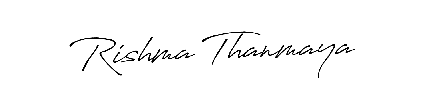 Design your own signature with our free online signature maker. With this signature software, you can create a handwritten (Antro_Vectra_Bolder) signature for name Rishma Thanmaya. Rishma Thanmaya signature style 7 images and pictures png