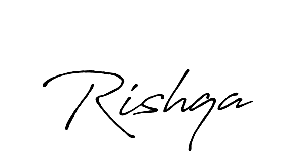 How to make Rishqa name signature. Use Antro_Vectra_Bolder style for creating short signs online. This is the latest handwritten sign. Rishqa signature style 7 images and pictures png