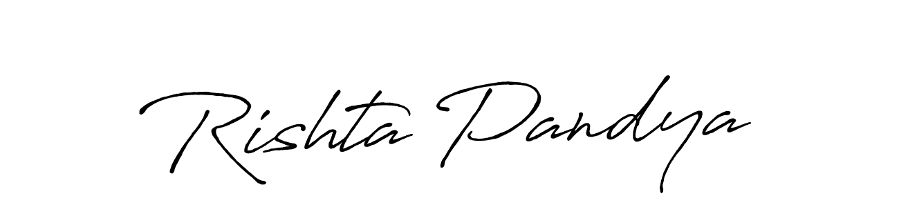 Rishta Pandya stylish signature style. Best Handwritten Sign (Antro_Vectra_Bolder) for my name. Handwritten Signature Collection Ideas for my name Rishta Pandya. Rishta Pandya signature style 7 images and pictures png