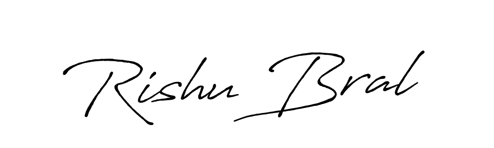 Rishu Bral stylish signature style. Best Handwritten Sign (Antro_Vectra_Bolder) for my name. Handwritten Signature Collection Ideas for my name Rishu Bral. Rishu Bral signature style 7 images and pictures png