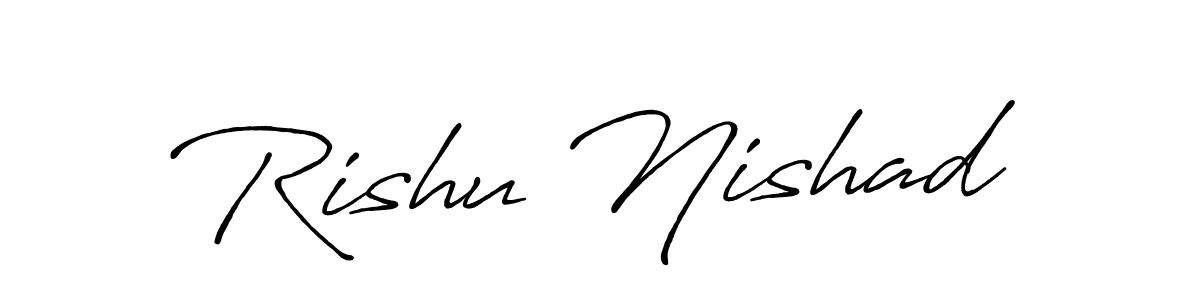 Also we have Rishu Nishad name is the best signature style. Create professional handwritten signature collection using Antro_Vectra_Bolder autograph style. Rishu Nishad signature style 7 images and pictures png