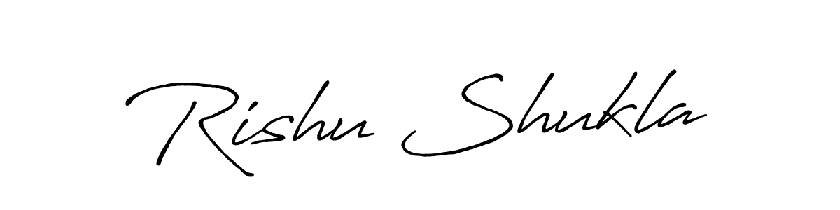 Make a beautiful signature design for name Rishu Shukla. With this signature (Antro_Vectra_Bolder) style, you can create a handwritten signature for free. Rishu Shukla signature style 7 images and pictures png