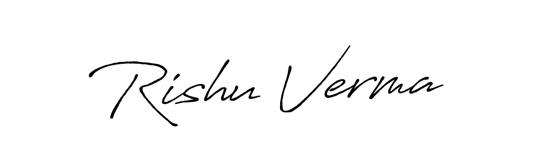 Make a beautiful signature design for name Rishu Verma. With this signature (Antro_Vectra_Bolder) style, you can create a handwritten signature for free. Rishu Verma signature style 7 images and pictures png
