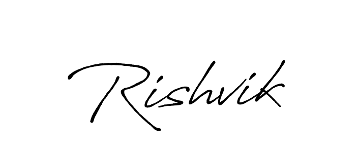 if you are searching for the best signature style for your name Rishvik. so please give up your signature search. here we have designed multiple signature styles  using Antro_Vectra_Bolder. Rishvik signature style 7 images and pictures png