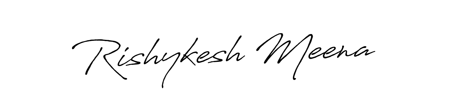 How to make Rishykesh Meena name signature. Use Antro_Vectra_Bolder style for creating short signs online. This is the latest handwritten sign. Rishykesh Meena signature style 7 images and pictures png