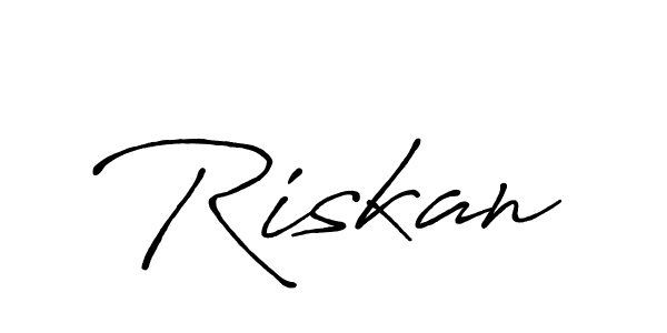 Use a signature maker to create a handwritten signature online. With this signature software, you can design (Antro_Vectra_Bolder) your own signature for name Riskan. Riskan signature style 7 images and pictures png