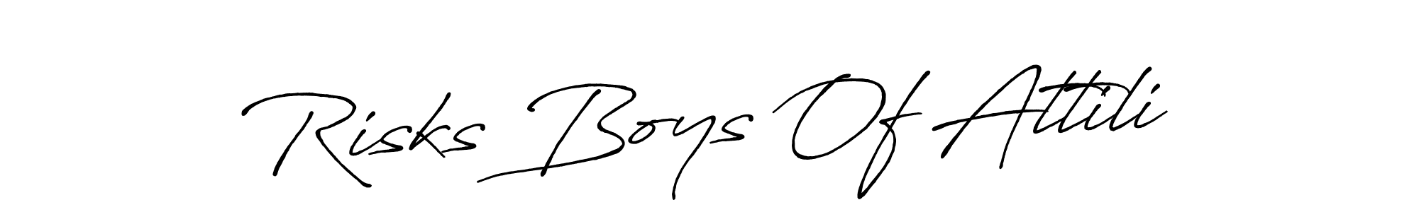 Risks Boys Of Attili stylish signature style. Best Handwritten Sign (Antro_Vectra_Bolder) for my name. Handwritten Signature Collection Ideas for my name Risks Boys Of Attili. Risks Boys Of Attili signature style 7 images and pictures png