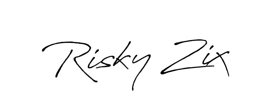 Make a beautiful signature design for name Risky Zix. With this signature (Antro_Vectra_Bolder) style, you can create a handwritten signature for free. Risky Zix signature style 7 images and pictures png