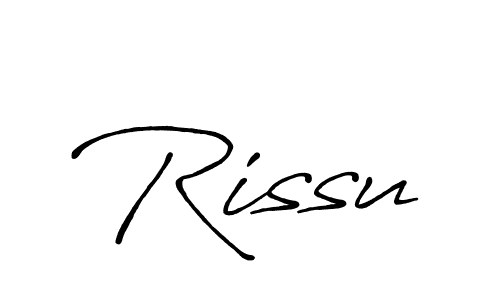 Use a signature maker to create a handwritten signature online. With this signature software, you can design (Antro_Vectra_Bolder) your own signature for name Rissu. Rissu signature style 7 images and pictures png