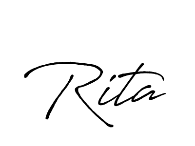 Also You can easily find your signature by using the search form. We will create Rita name handwritten signature images for you free of cost using Antro_Vectra_Bolder sign style. Rita signature style 7 images and pictures png