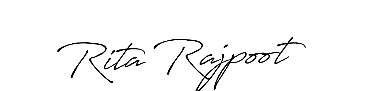 This is the best signature style for the Rita Rajpoot name. Also you like these signature font (Antro_Vectra_Bolder). Mix name signature. Rita Rajpoot signature style 7 images and pictures png