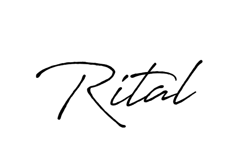 How to make Rital name signature. Use Antro_Vectra_Bolder style for creating short signs online. This is the latest handwritten sign. Rital signature style 7 images and pictures png