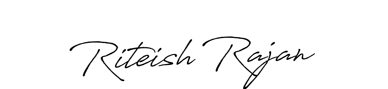 Make a beautiful signature design for name Riteish Rajan. With this signature (Antro_Vectra_Bolder) style, you can create a handwritten signature for free. Riteish Rajan signature style 7 images and pictures png