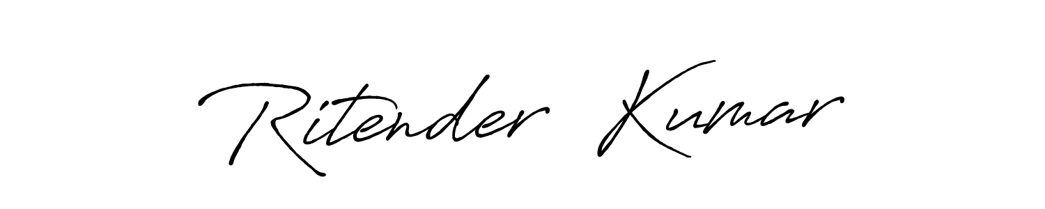 Antro_Vectra_Bolder is a professional signature style that is perfect for those who want to add a touch of class to their signature. It is also a great choice for those who want to make their signature more unique. Get Ritender  Kumar name to fancy signature for free. Ritender  Kumar signature style 7 images and pictures png