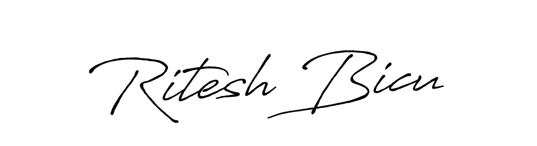 Use a signature maker to create a handwritten signature online. With this signature software, you can design (Antro_Vectra_Bolder) your own signature for name Ritesh Bicu. Ritesh Bicu signature style 7 images and pictures png