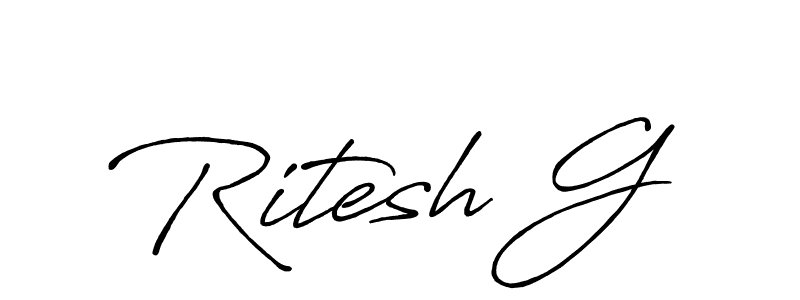 Ritesh G stylish signature style. Best Handwritten Sign (Antro_Vectra_Bolder) for my name. Handwritten Signature Collection Ideas for my name Ritesh G. Ritesh G signature style 7 images and pictures png