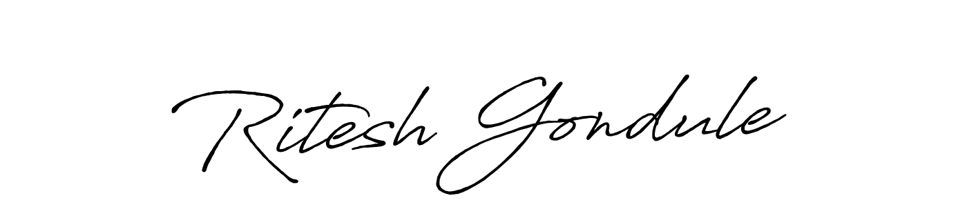 The best way (Antro_Vectra_Bolder) to make a short signature is to pick only two or three words in your name. The name Ritesh Gondule include a total of six letters. For converting this name. Ritesh Gondule signature style 7 images and pictures png