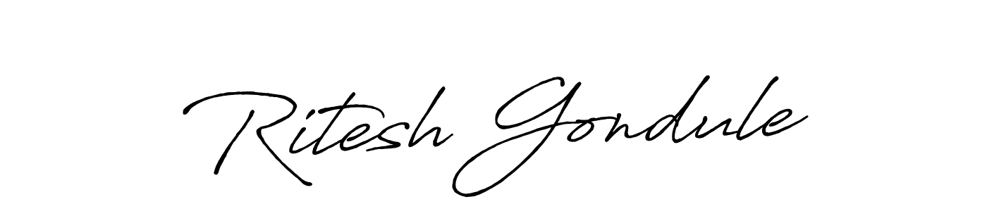 The best way (Antro_Vectra_Bolder) to make a short signature is to pick only two or three words in your name. The name Ritesh Gondule include a total of six letters. For converting this name. Ritesh Gondule signature style 7 images and pictures png