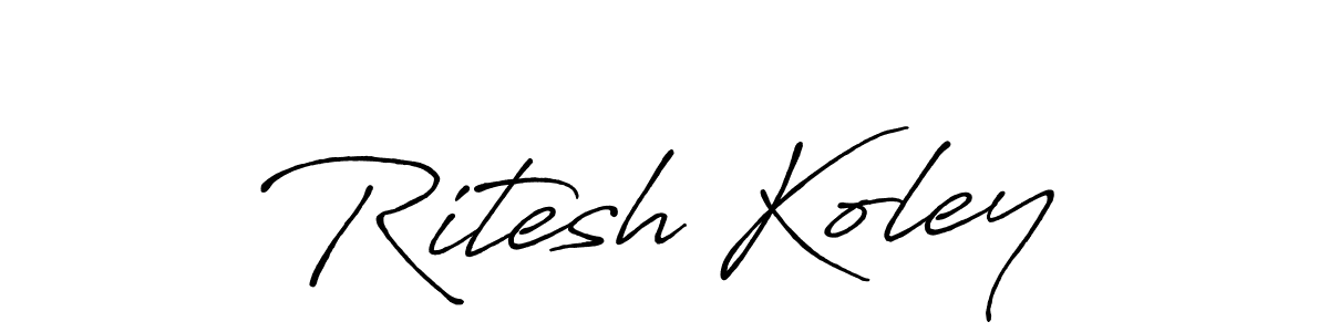 How to make Ritesh Koley name signature. Use Antro_Vectra_Bolder style for creating short signs online. This is the latest handwritten sign. Ritesh Koley signature style 7 images and pictures png