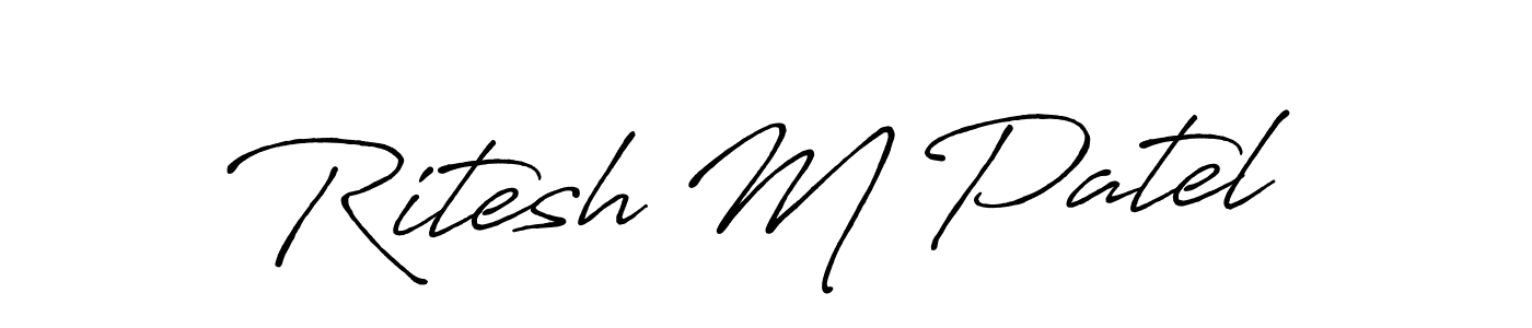 Also You can easily find your signature by using the search form. We will create Ritesh M Patel name handwritten signature images for you free of cost using Antro_Vectra_Bolder sign style. Ritesh M Patel signature style 7 images and pictures png