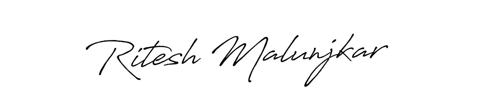 How to Draw Ritesh Malunjkar signature style? Antro_Vectra_Bolder is a latest design signature styles for name Ritesh Malunjkar. Ritesh Malunjkar signature style 7 images and pictures png