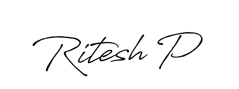 if you are searching for the best signature style for your name Ritesh P. so please give up your signature search. here we have designed multiple signature styles  using Antro_Vectra_Bolder. Ritesh P signature style 7 images and pictures png