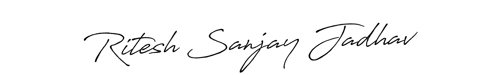 if you are searching for the best signature style for your name Ritesh Sanjay Jadhav. so please give up your signature search. here we have designed multiple signature styles  using Antro_Vectra_Bolder. Ritesh Sanjay Jadhav signature style 7 images and pictures png