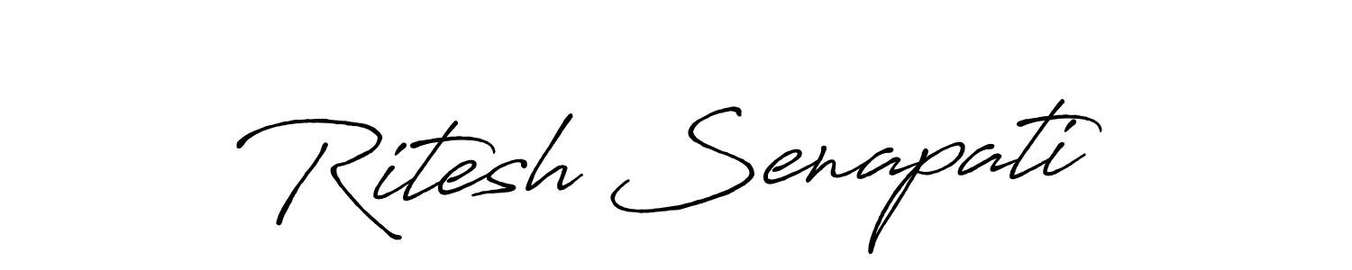 How to make Ritesh Senapati name signature. Use Antro_Vectra_Bolder style for creating short signs online. This is the latest handwritten sign. Ritesh Senapati signature style 7 images and pictures png