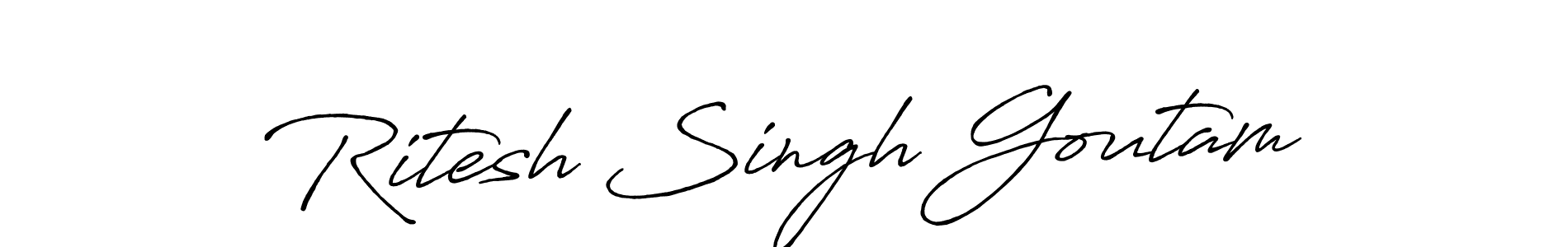 The best way (Antro_Vectra_Bolder) to make a short signature is to pick only two or three words in your name. The name Ritesh Singh Goutam include a total of six letters. For converting this name. Ritesh Singh Goutam signature style 7 images and pictures png