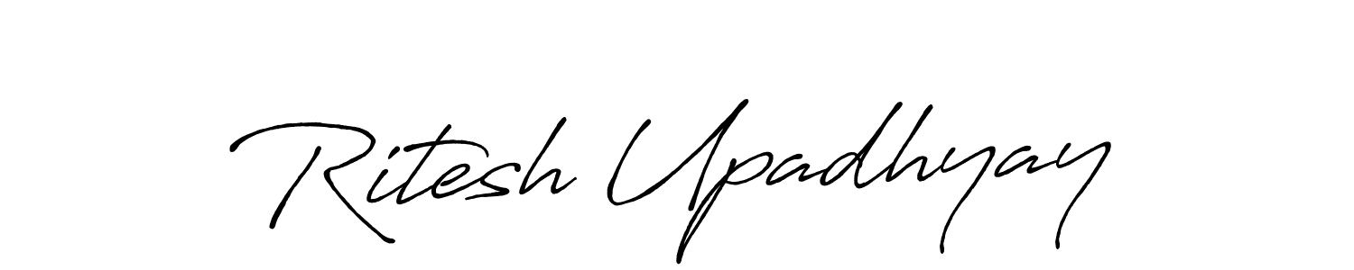 How to make Ritesh Upadhyay name signature. Use Antro_Vectra_Bolder style for creating short signs online. This is the latest handwritten sign. Ritesh Upadhyay signature style 7 images and pictures png