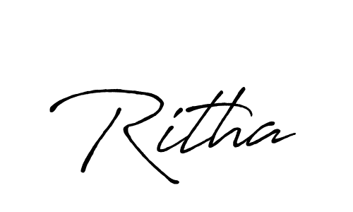 Use a signature maker to create a handwritten signature online. With this signature software, you can design (Antro_Vectra_Bolder) your own signature for name Ritha. Ritha signature style 7 images and pictures png
