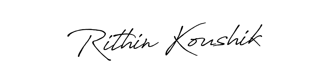 Rithin Koushik stylish signature style. Best Handwritten Sign (Antro_Vectra_Bolder) for my name. Handwritten Signature Collection Ideas for my name Rithin Koushik. Rithin Koushik signature style 7 images and pictures png