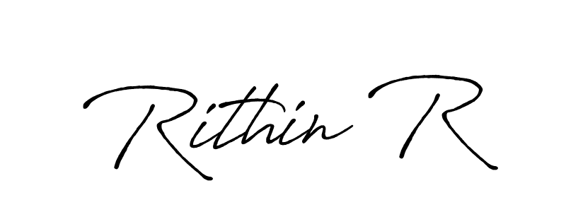 Similarly Antro_Vectra_Bolder is the best handwritten signature design. Signature creator online .You can use it as an online autograph creator for name Rithin R. Rithin R signature style 7 images and pictures png