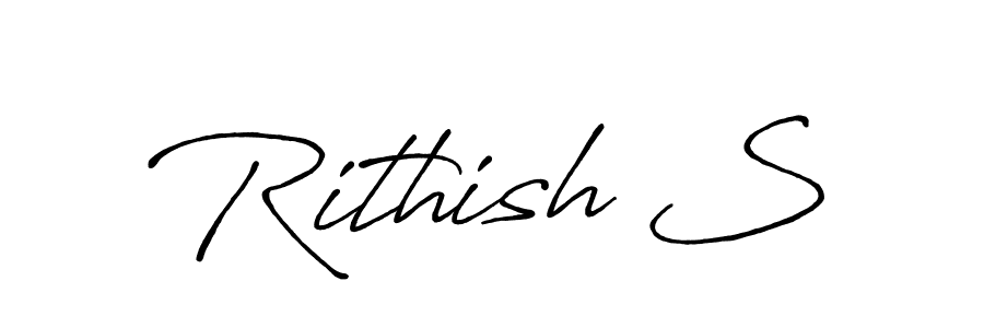 How to make Rithish S name signature. Use Antro_Vectra_Bolder style for creating short signs online. This is the latest handwritten sign. Rithish S signature style 7 images and pictures png